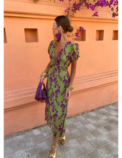Women's Floral Print Short Sleeve Dress