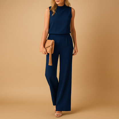 Women's Round Neck Wide Leg Jumpsuit