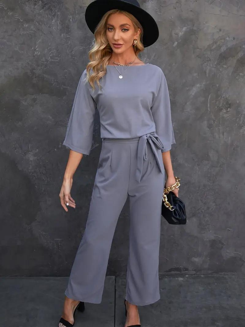 Women's Tie Waist Maxi Jumpsuit
