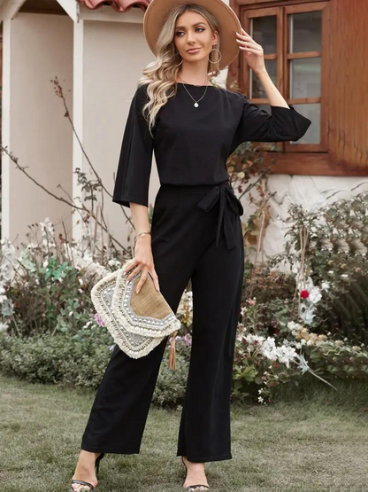 Women's Tie Waist Maxi Jumpsuit - VibreMode