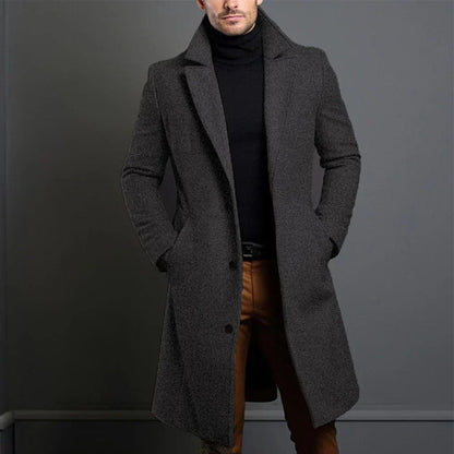 Men's Longline Overcoat Button Front Winter Coat - VibreMode