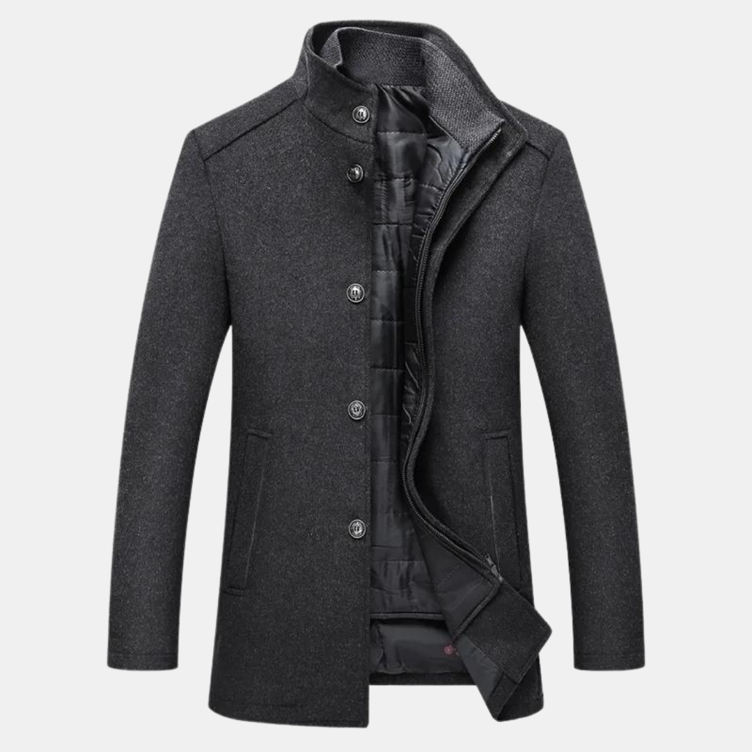 Men's Winter Coat Button Up With Pockets