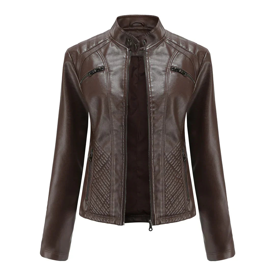 Women's Faux Leather Biker Jacket Classic Design