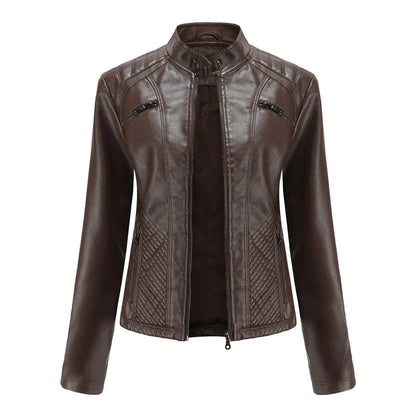 Women's Faux Leather Biker Jacket Classic Design