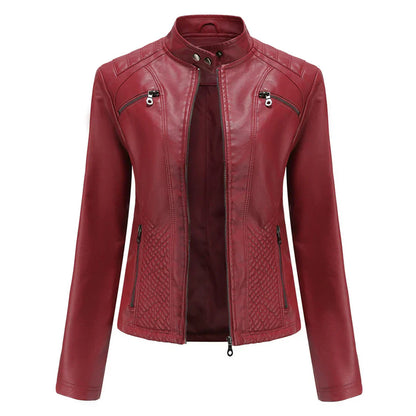 Women's Faux Leather Biker Jacket Classic Design