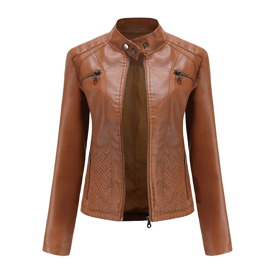 Women's Faux Leather Biker Jacket Classic Design