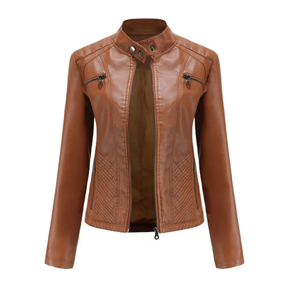 Women's Faux Leather Biker Jacket Classic Design