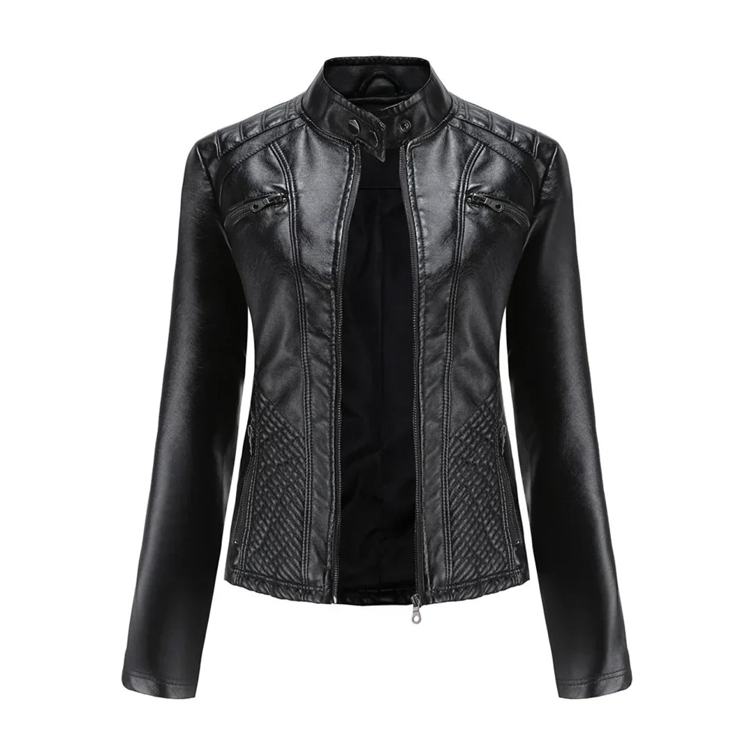 Women's Faux Leather Biker Jacket Classic Design