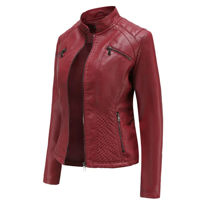 Women's Faux Leather Biker Jacket Classic Design