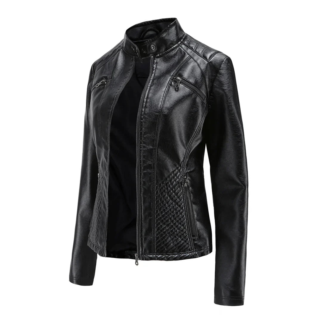 Women's Faux Leather Biker Jacket Classic Design
