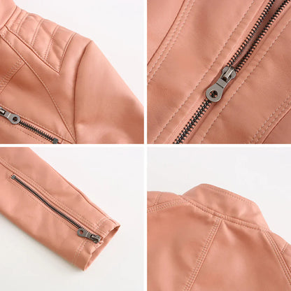 Women's Faux Leather Biker Jacket Classic Design