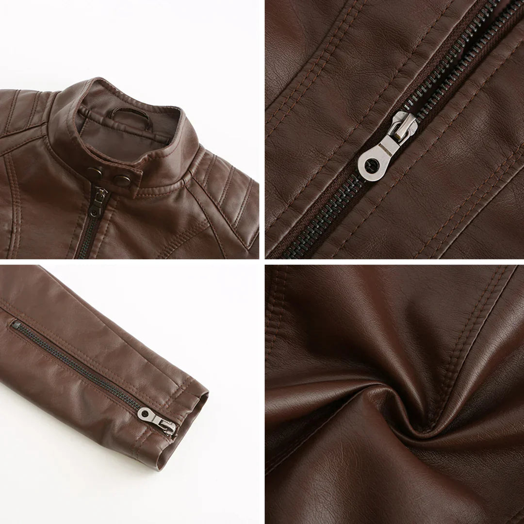 Women's Faux Leather Biker Jacket Classic Design