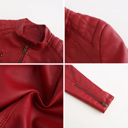 Women's Faux Leather Biker Jacket Classic Design