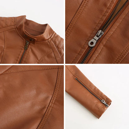 Women's Faux Leather Biker Jacket Classic Design