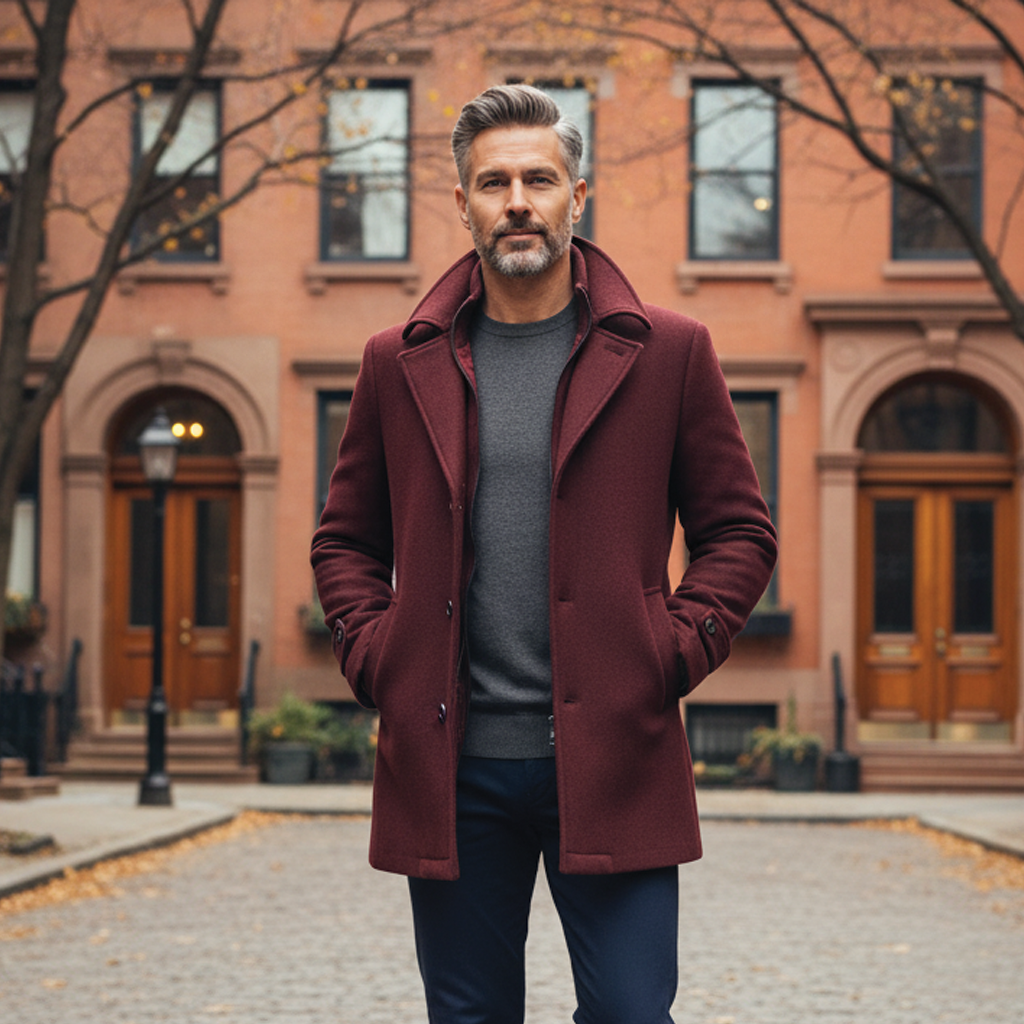 Wool Blend Men's Overcoat