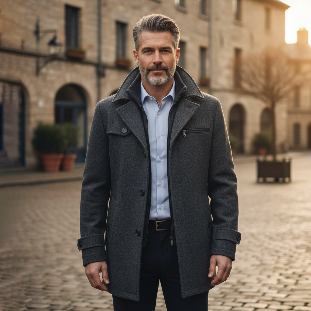 Wool Blend Men's Overcoat