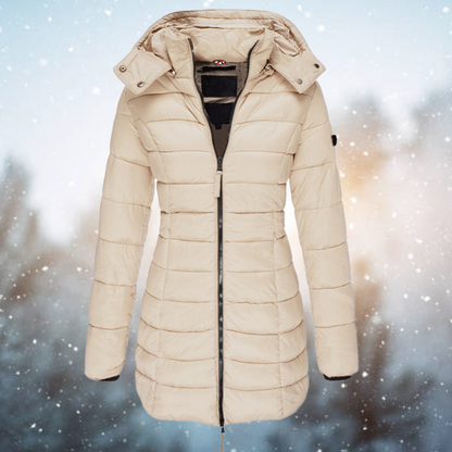 Women's Puffer Jacket Waterproof Full-Length Zip Black