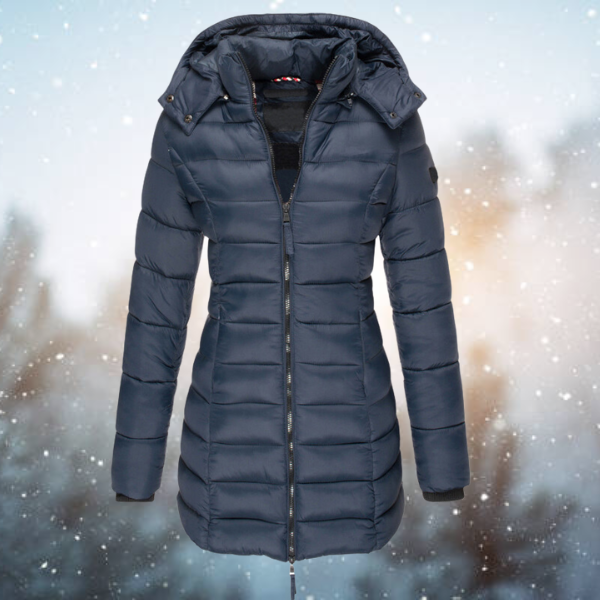 Women's Puffer Jacket Waterproof Full-Length Zip Black - VibreMode