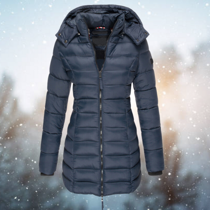 Women's Puffer Jacket Waterproof Full-Length Zip Black - VibreMode