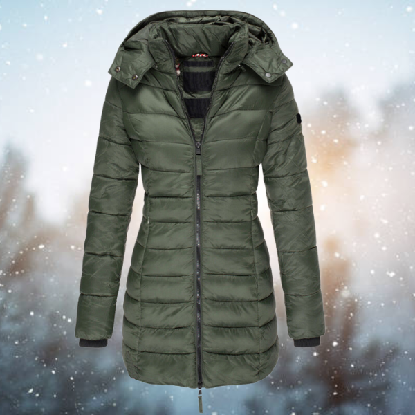 Women's Puffer Jacket Waterproof Full-Length Zip Black