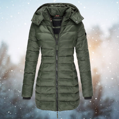 Women's Puffer Jacket Waterproof Full-Length Zip Black