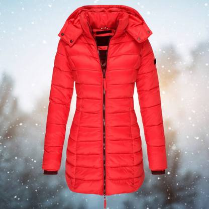 Women's Puffer Jacket Waterproof Full-Length Zip Black
