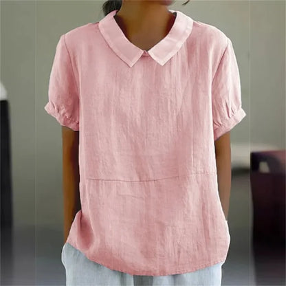 Women's Linen Collared Blouse - VibreMode