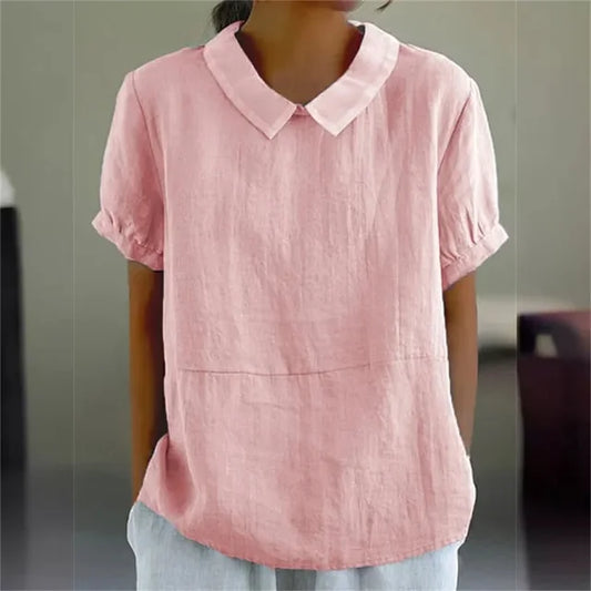 Women's Linen Collared Blouse - VibreMode