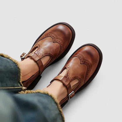 Emily | Classic Women’s Leather T-Strap Shoes Caliboot