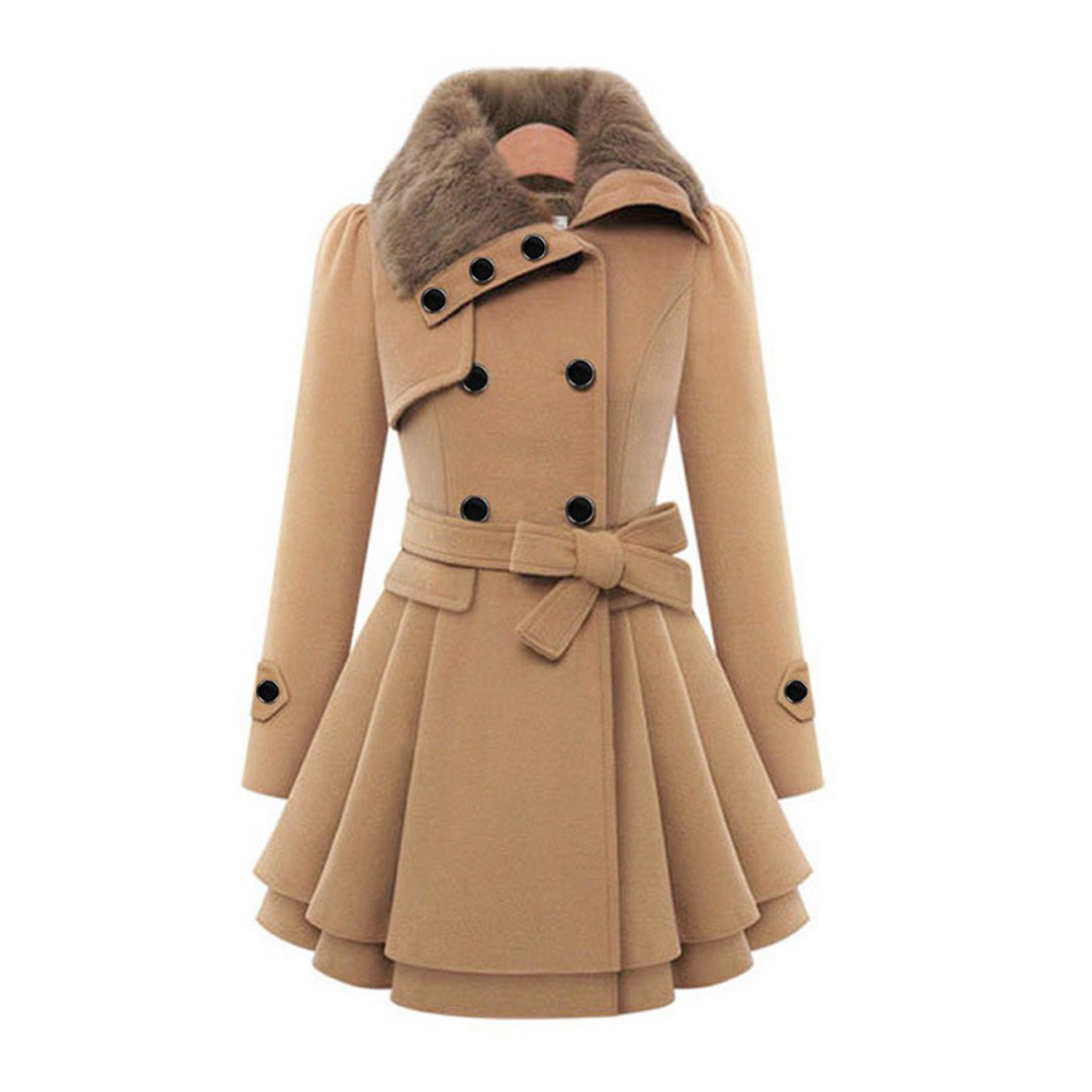 Women's Long Winter Coat Warm Wool Black - VibreMode