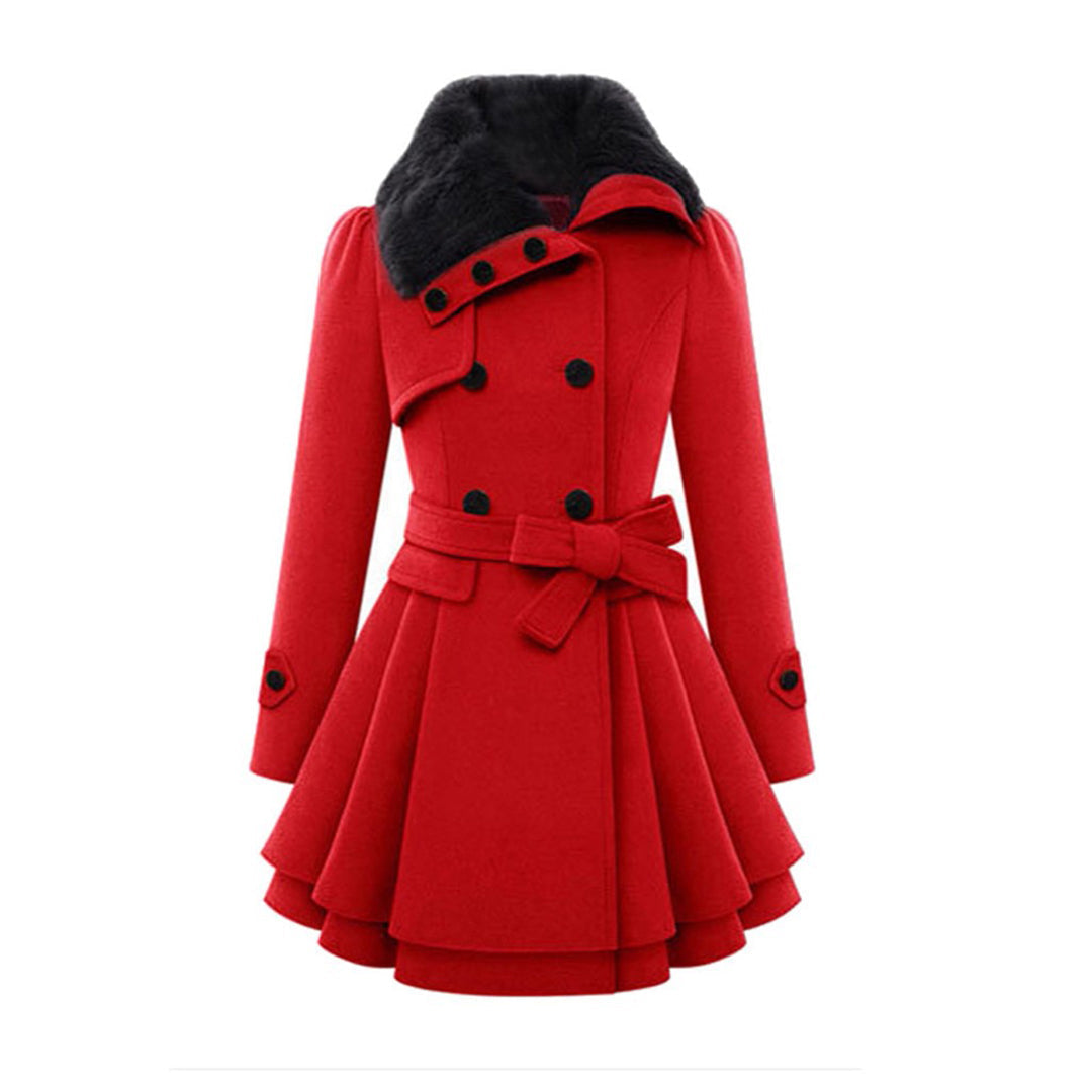 Women's Long Winter Coat Warm Wool Black