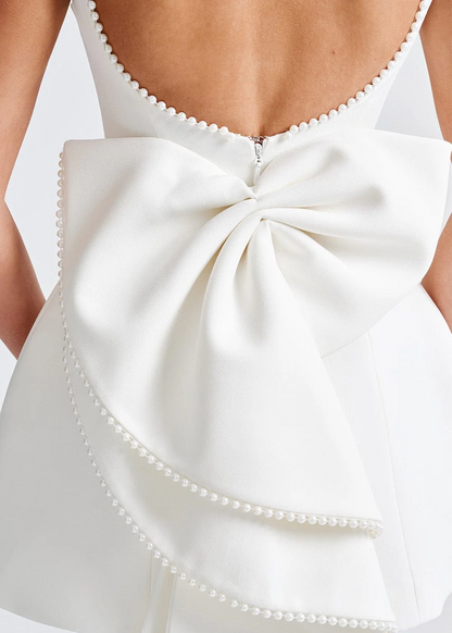 Women's Mini Dress Pearl White Elegant