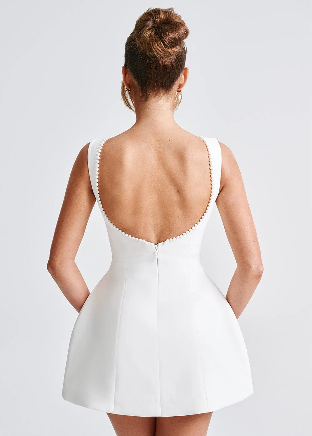Women's Mini Dress Pearl White Elegant