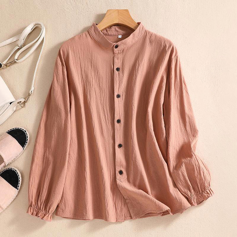 Women's Crinkle Cotton Tunic Blouse - VibreMode