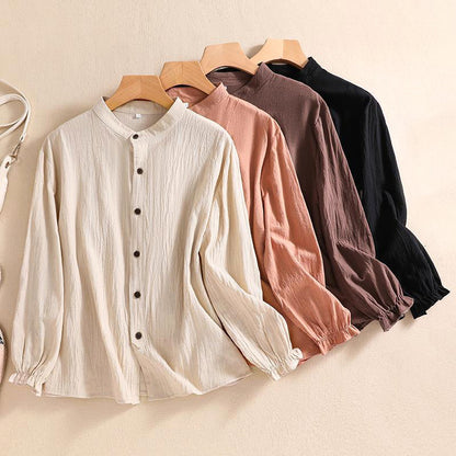 Women's Crinkle Cotton Tunic Blouse