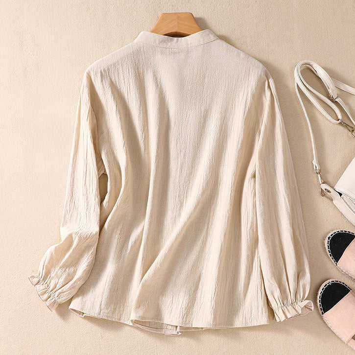 Women's Crinkle Cotton Tunic Blouse