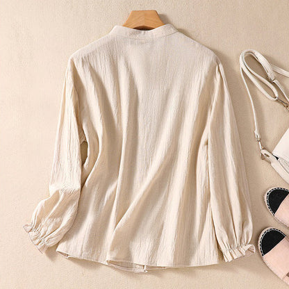 Women's Crinkle Cotton Tunic Blouse
