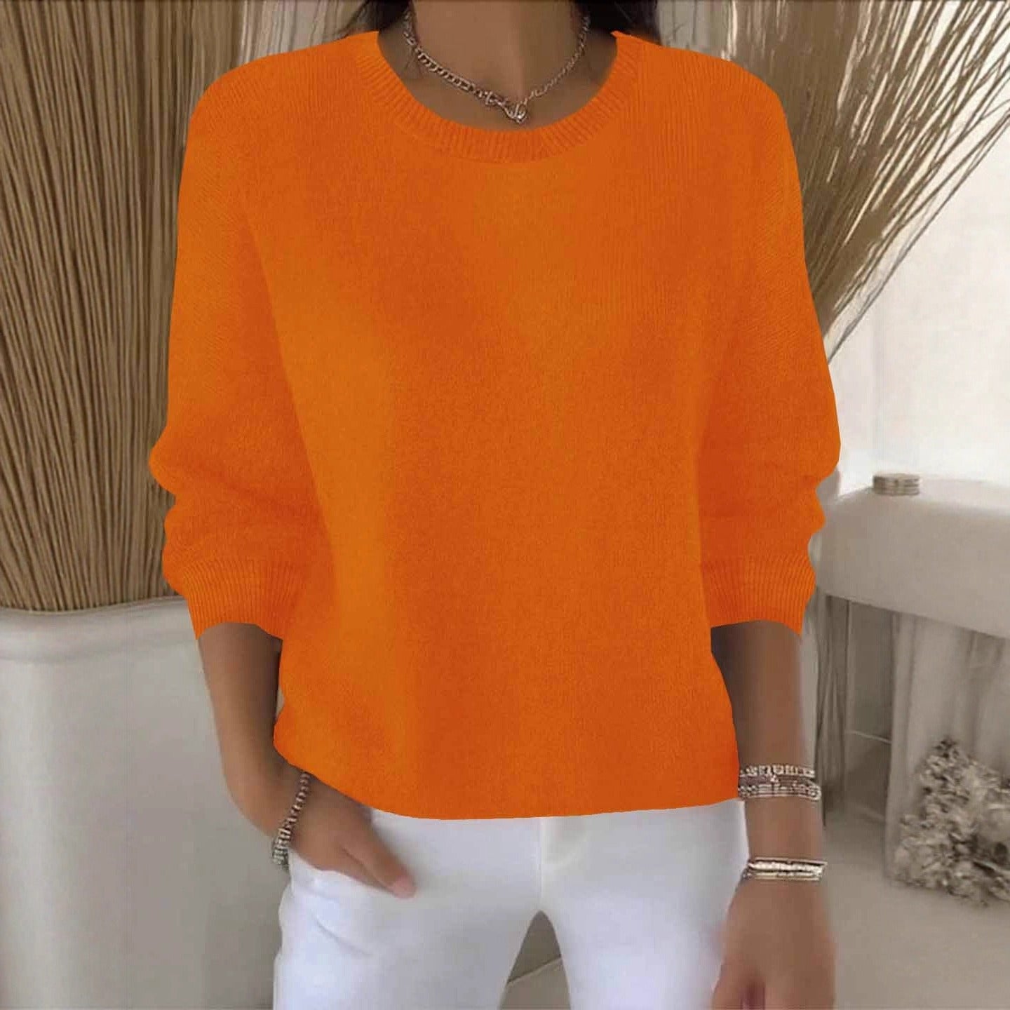 Women's Crewneck Sweater Long Sleeve Knit