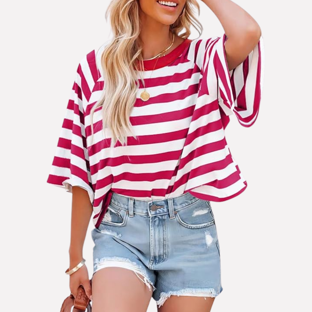 Women's Crewneck Striped Colorblock