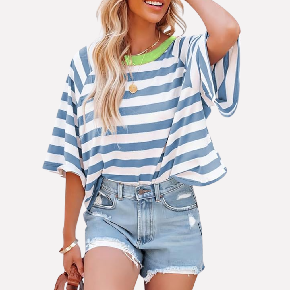 Women's Crewneck Striped Colorblock