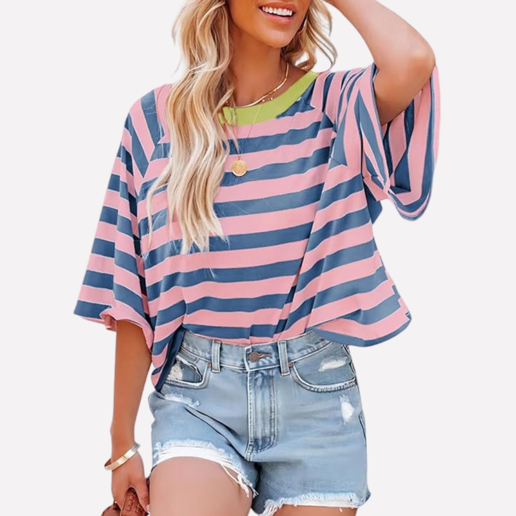 Women's Crewneck Striped Colorblock