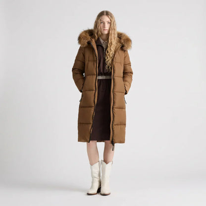 Women's Fur Collar Long Coat - VibreMode