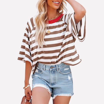 Women's Crewneck Striped Colorblock