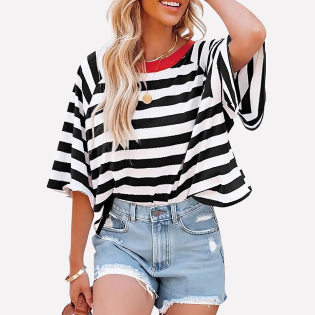 Women's Crewneck Striped Colorblock
