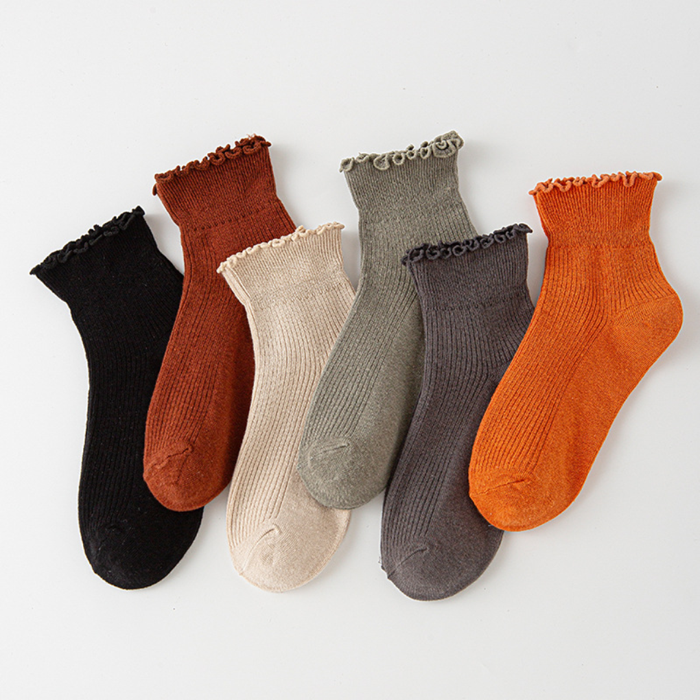 Women's Ruffle Ankle Socks Cotton