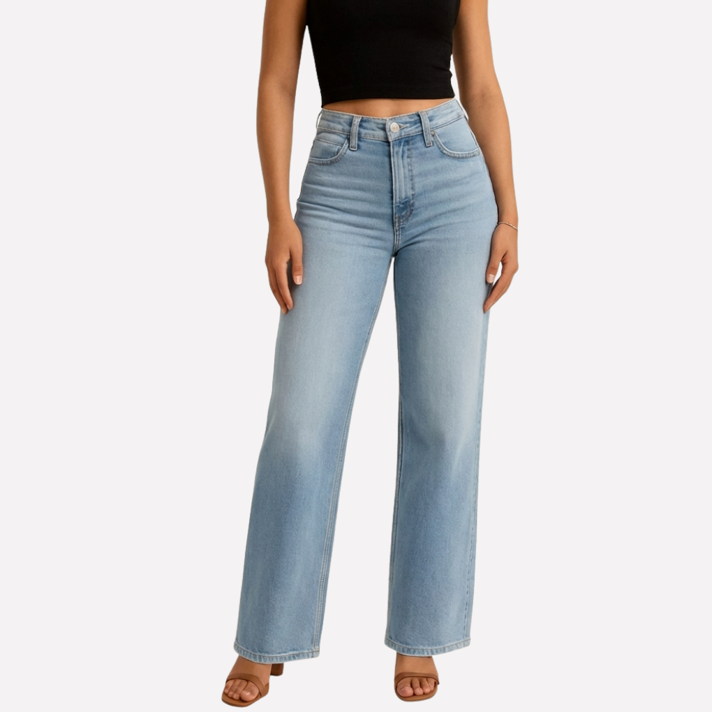 Women's High-Waisted Straight Leg Jeans Cropped