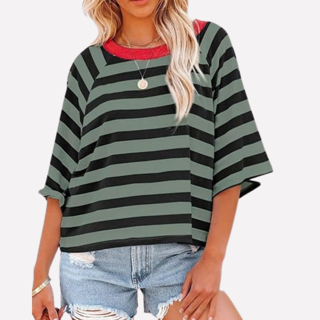 Women's Crewneck Striped Colorblock