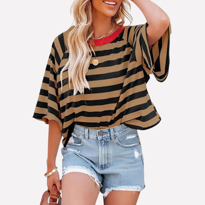 Women's Crewneck Striped Colorblock