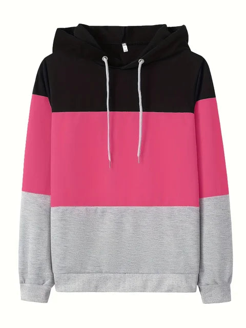 Women's Long Sleeve Sweatshirt Relaxed Fit Color Block Casual
