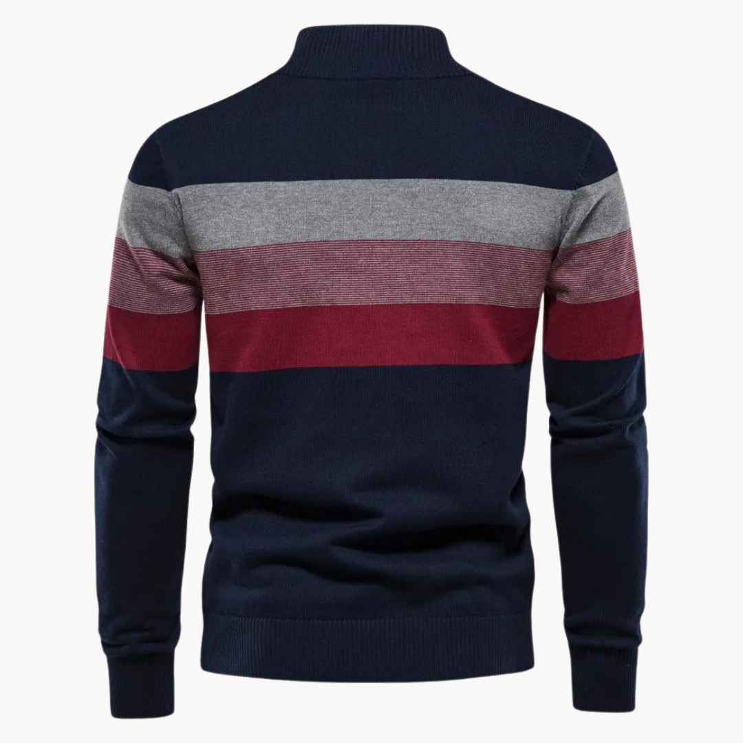 Men's Slim Fit Striped Quarter-Zip Sweater